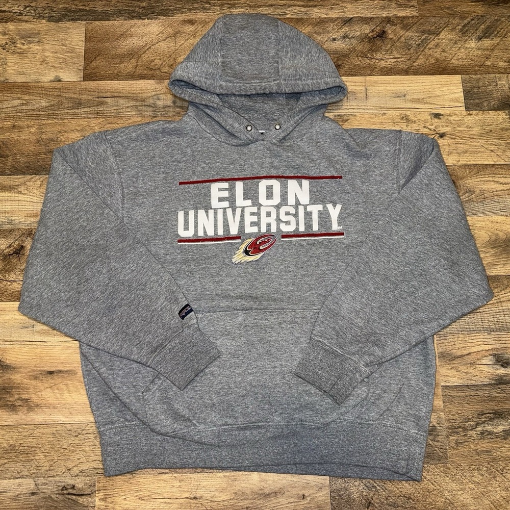 Vintage Jansport Elon University Hoodie Grey Size Large